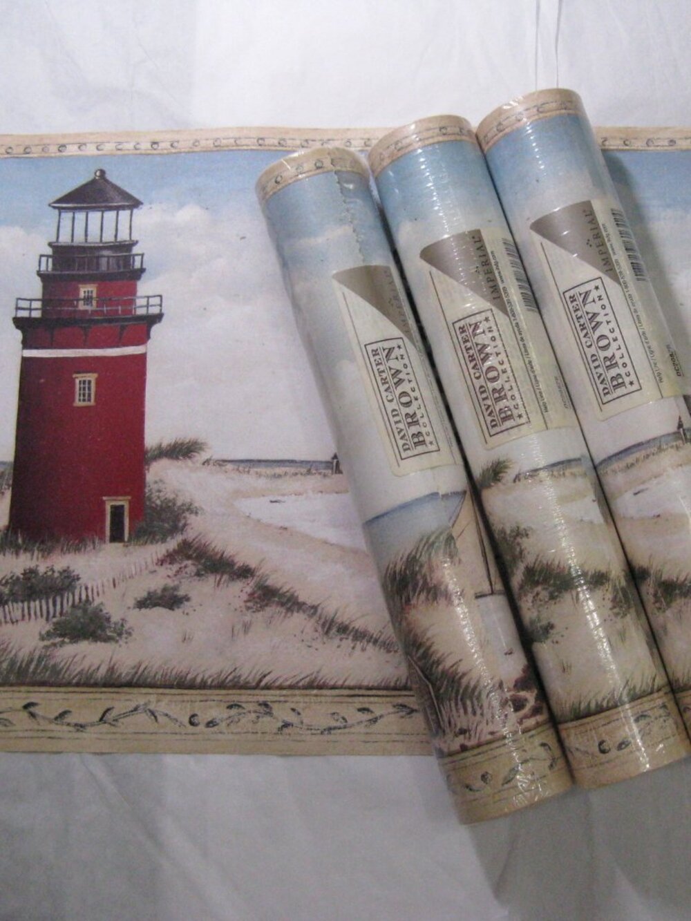 David Carter Brown Lighthouse Wallpaper Border 4 Rolls Nautical Seashore DC2082B